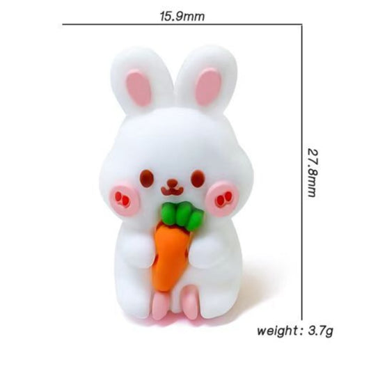 3D Cute White Rabbit Bunny Holds a Carrot Silicone Focal Beads