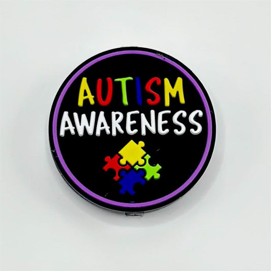 Autism Awareness Puzzle Round Silicone Focal Beads