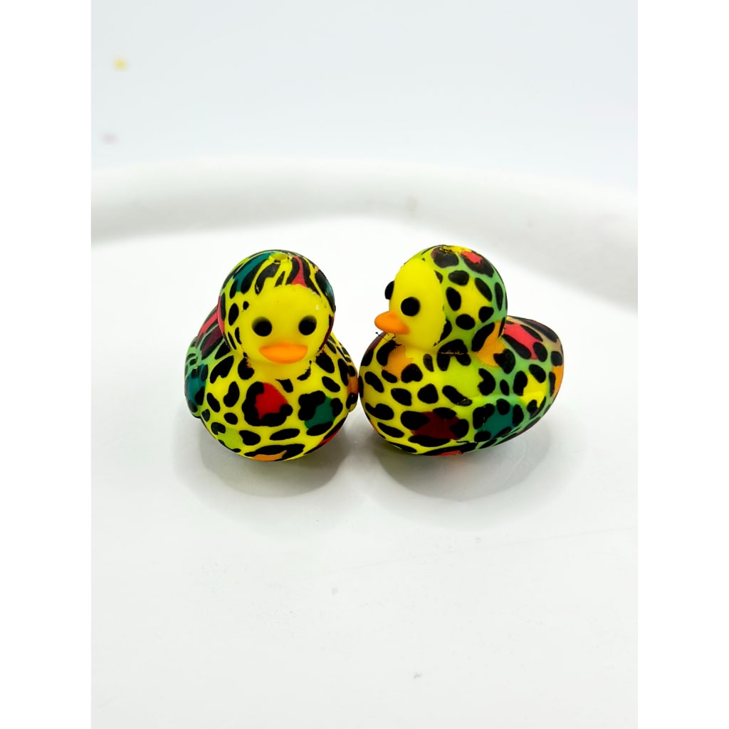 Multicolor Prints Yellow Cute Ducklings 3D Silicone Focal Beads