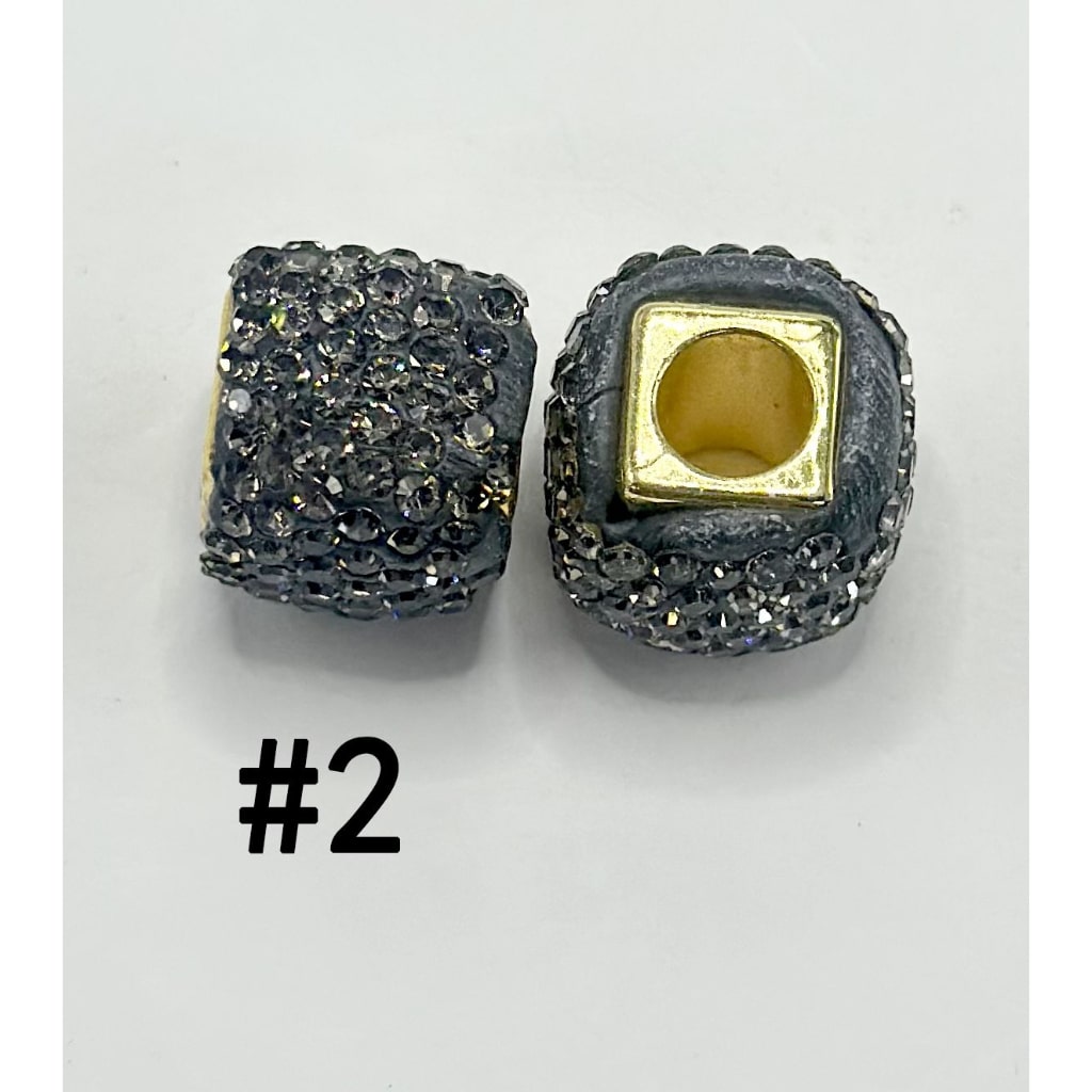 Square Shape Clay Spacer with Rhinestones in Solid Colors, 8MM by 12MM