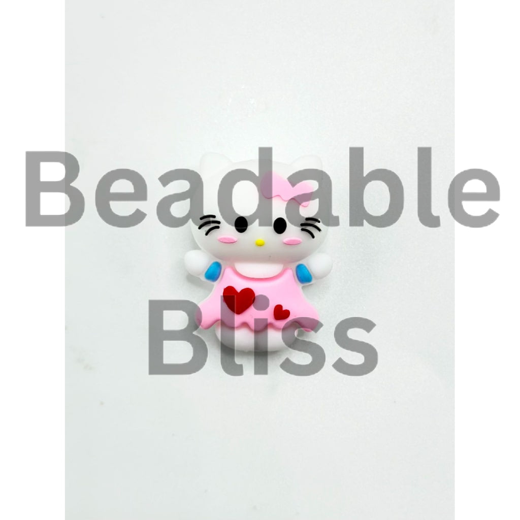 3D Cute HK Kitten Cat Silicone Focal Beads