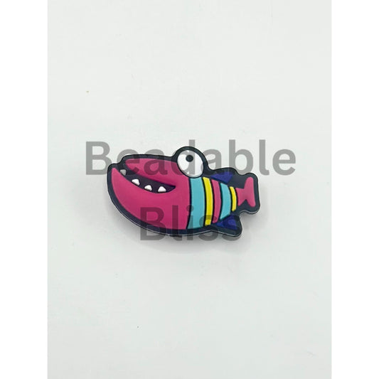 Little Multi-Color Cute Shark with Big Mouth Silicone Focal Beads