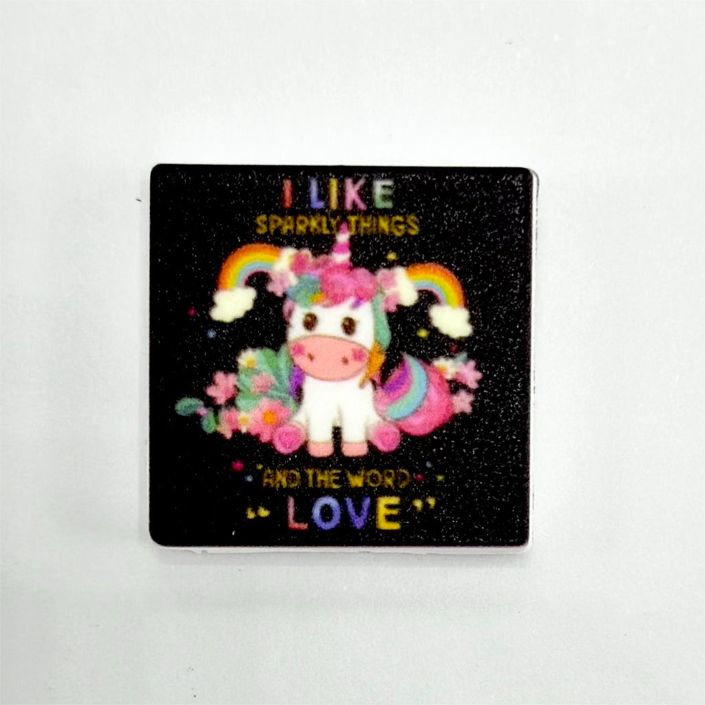 Unicorn I Like Sparkly Things And The Word Love Silicone Focal Beads