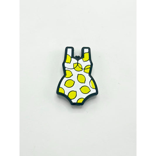 White Dress with Yellow Lemon Prints Silicone Focal Beads