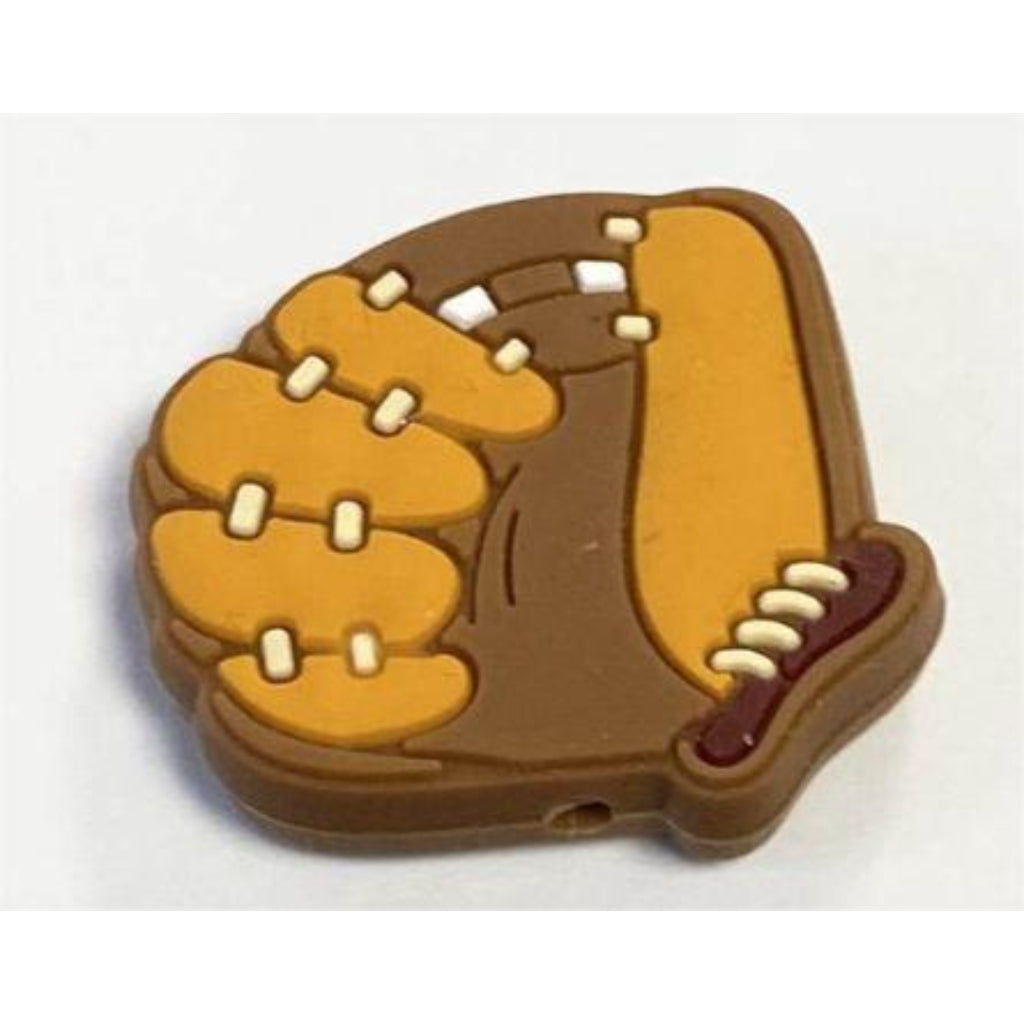 Brown Baseball Glove Mitt Silicone Focal Beads