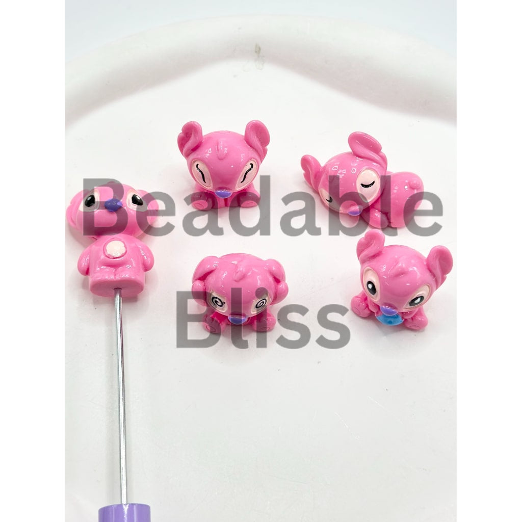 Pink & Blue Cute Stitc Cartoon Pen Toppers Acrylic Beads