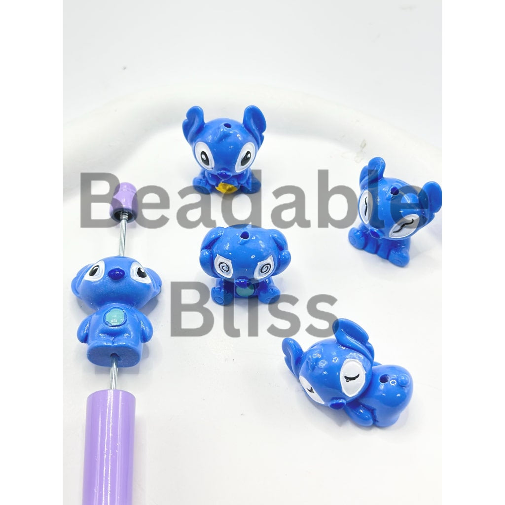 Pink & Blue Cute Stitc Cartoon Pen Toppers Acrylic Beads