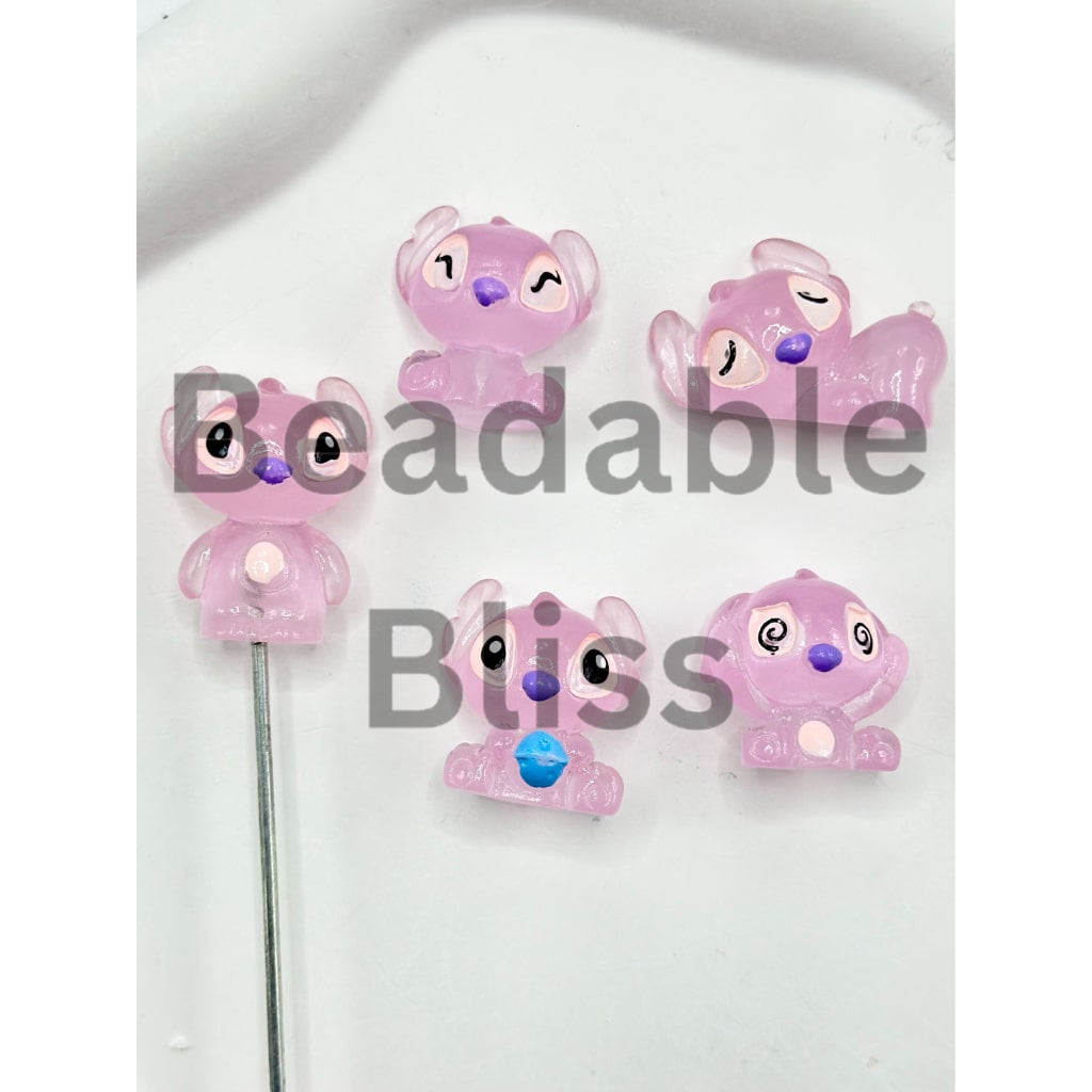 Pink & Blue Cute Stitc Cartoon Pen Toppers Acrylic Beads