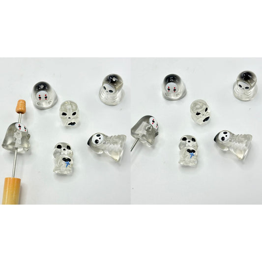 Cute Halloween Crystal Ball Clear Ghost Pen Toppers Beads, Around 10-13MM