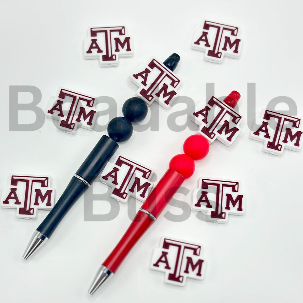 Brown Color USA America Texas A&M Football Sports Silicone Focal Beads