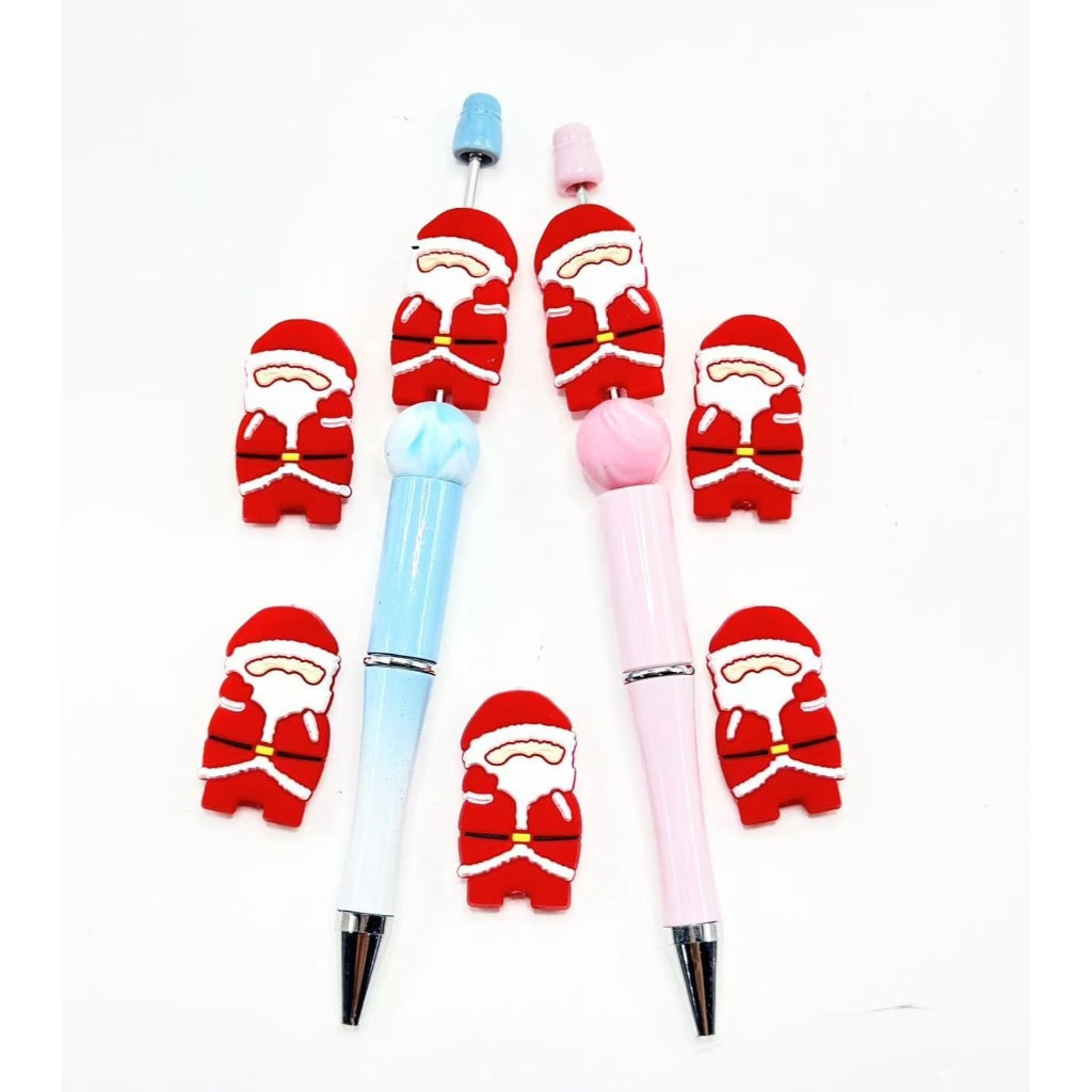 Little Cute Red Christmas Father Santa Claus Silicone Focal Beads