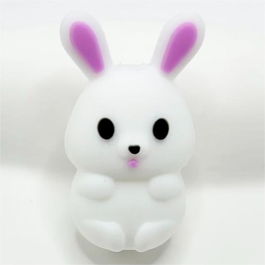 3D Little Cute White Rabbit Bunny Silicone Focal Beads