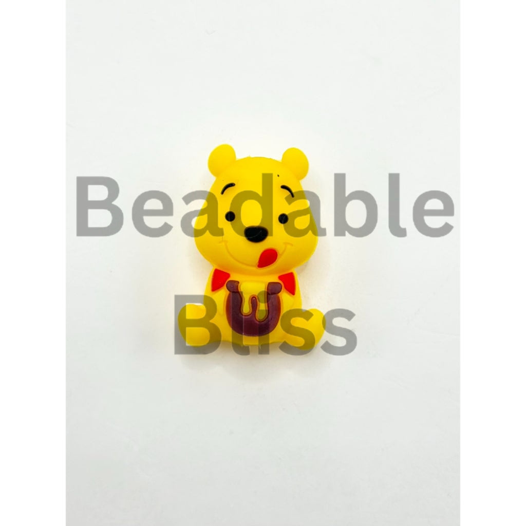 3D Little Cute Winni Bear Silicone Focal Beads