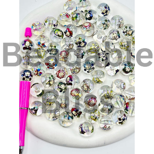 UV Coating Transparent Bubble Bo Round Acrylic Beads, 16mm, Random Mix