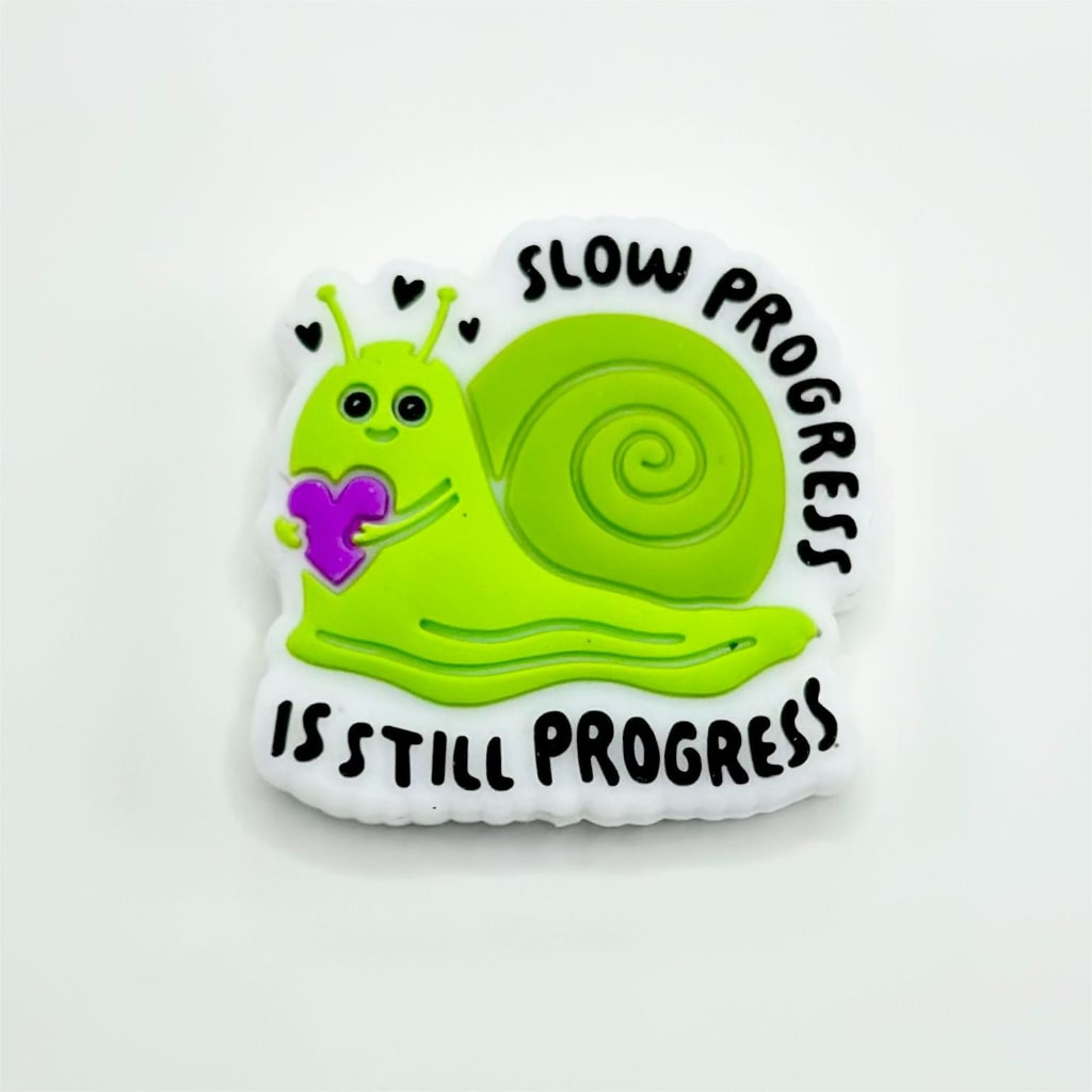 Green Snail Slow Progress Is Still Progress Silicone Focal Beads