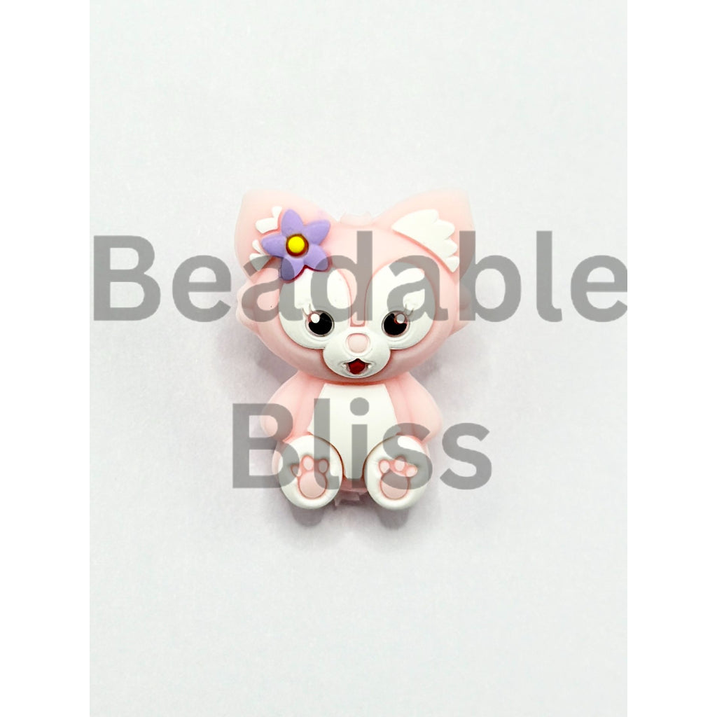 3D Cute LinaBel Pink Fox Disne Cartoon Silicone Focal Beads – Beadable ...