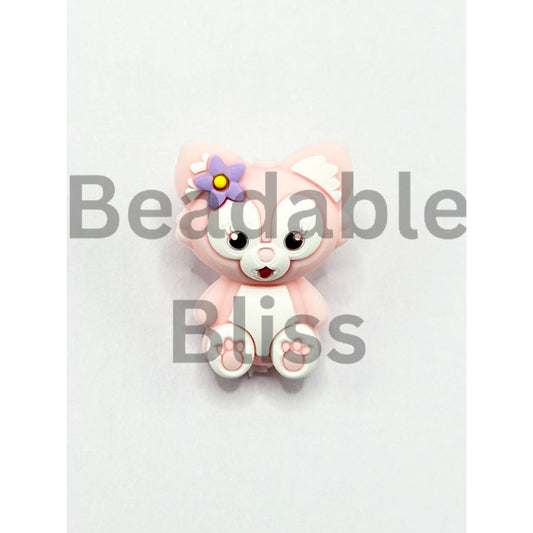 3D Cute LinaBel Pink Fox Disne Cartoon Silicone Focal Beads