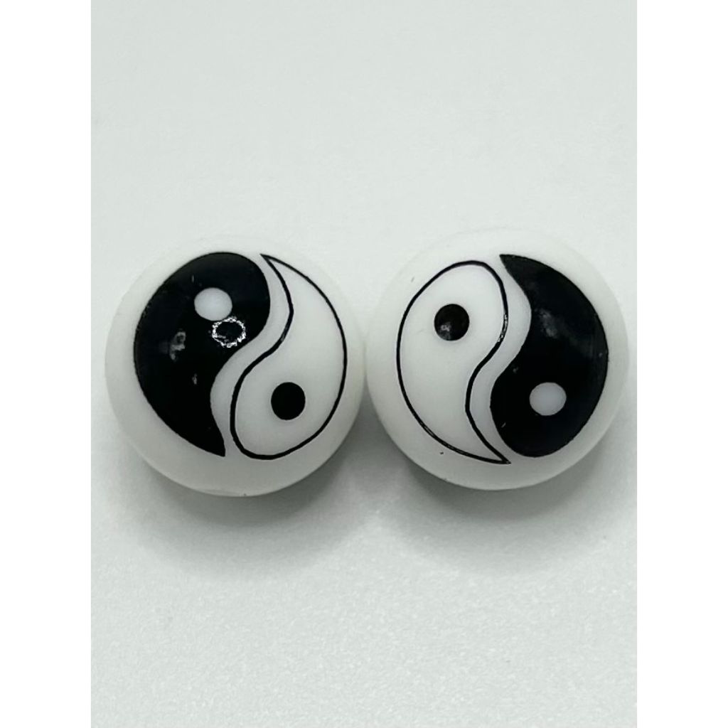 Ying Yang Balance in Life Printed Silicone Beads Number 424