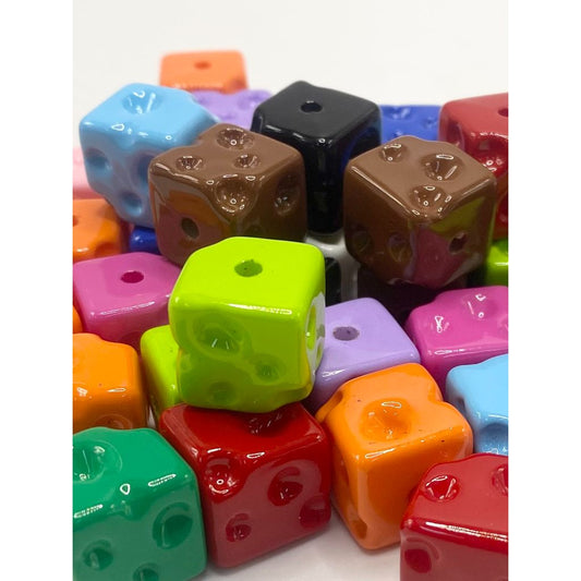 Square Cheese Cubes Acrylic Beads, Random Mix