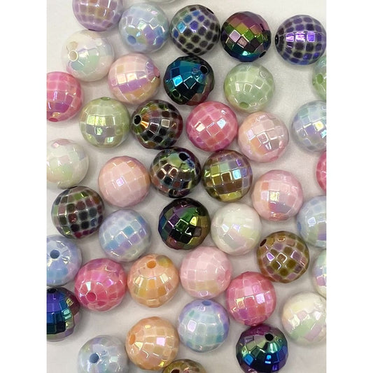 Faceted Disco Acrylic Beads with UV Finish 16mm