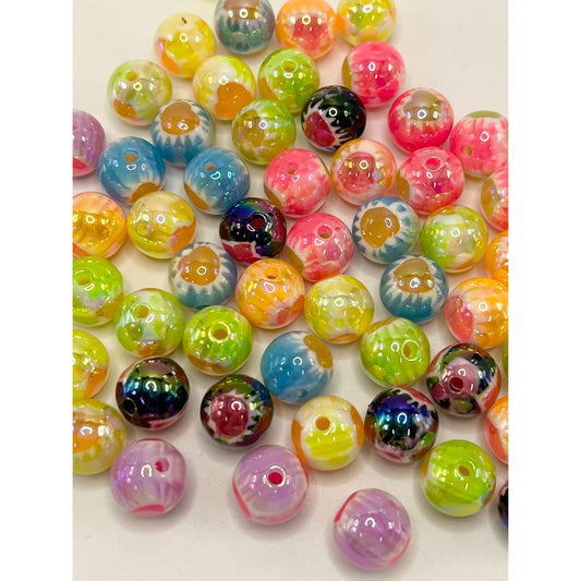 Candy Acrylic Beads with Heart, 16mm Random Mix