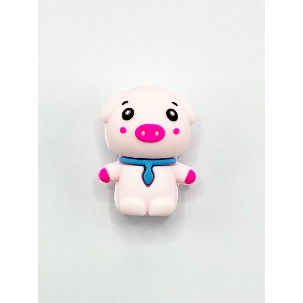 3D Cute Pink Piglet Silicone Focal Beads