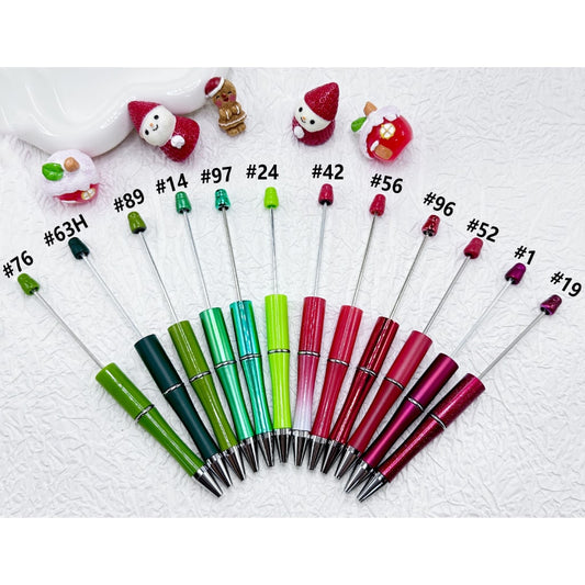 DIY Beadable Christmas Red & Green Color Plastic Pens