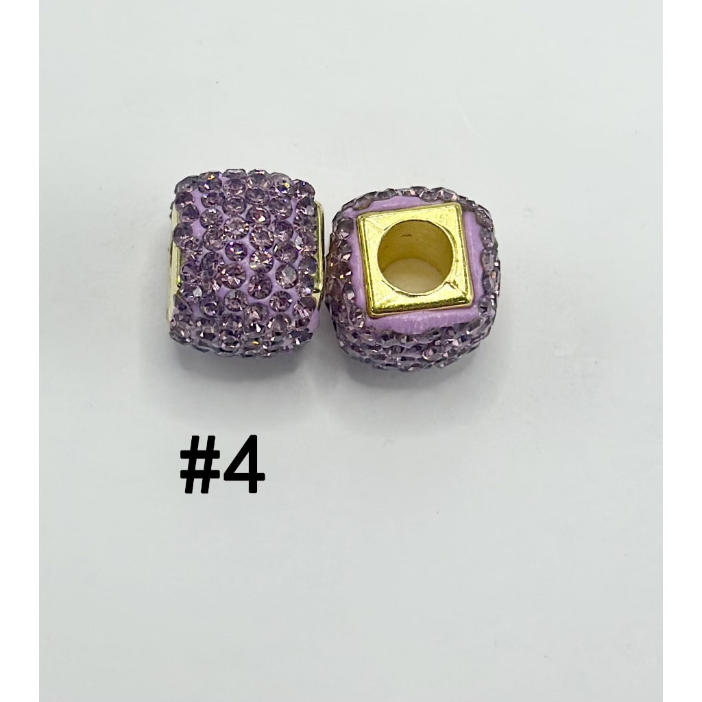 Square Shape Clay Spacer with Rhinestones in Solid Colors, 8MM by 12MM