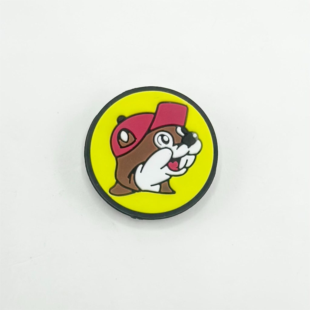 Cute Tarabagane Groundhog Bobac with Red Hat Cap Yellow Background Round Silicone Focal Beads