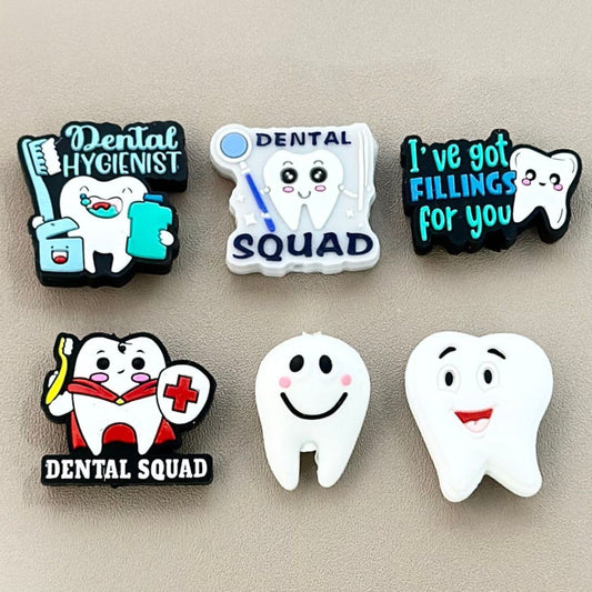 Dental Dentist Series Silicone Focal Beads, Random Mix