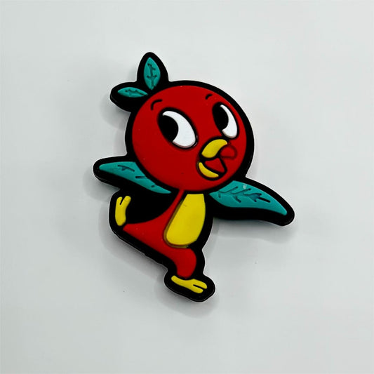 Cute Red Birdie with Teal Leaf Wings Silicone Focal Beads