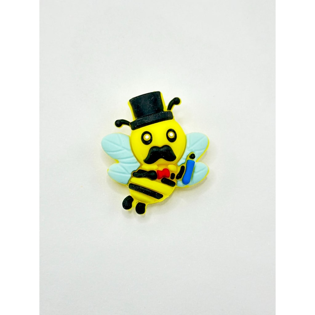 3D Mini Cute Bee with Hat Silicone Focal Beads