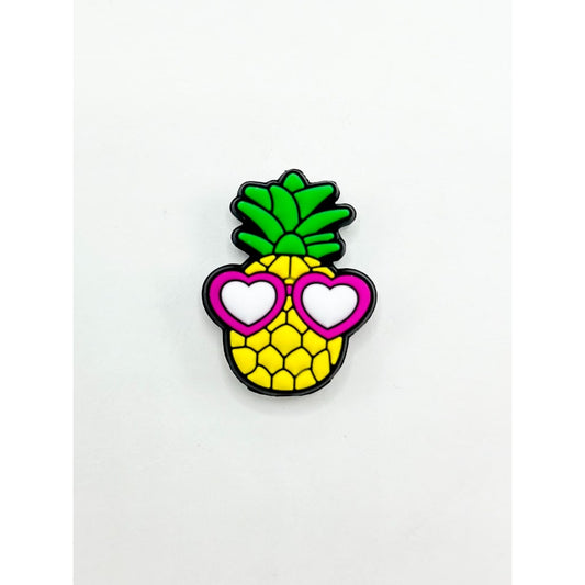 Fruit Pineapple with Heart Glasses Silicone Focal Beads