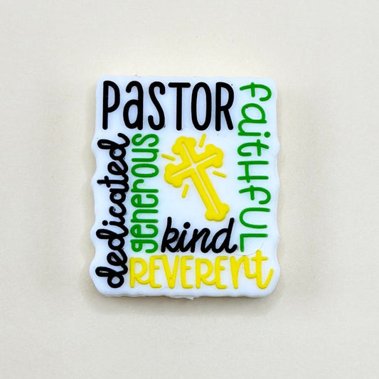 Gold Cross Pastor Faithful Dedicated Generous Kind Reverent Silicone Focal Beads