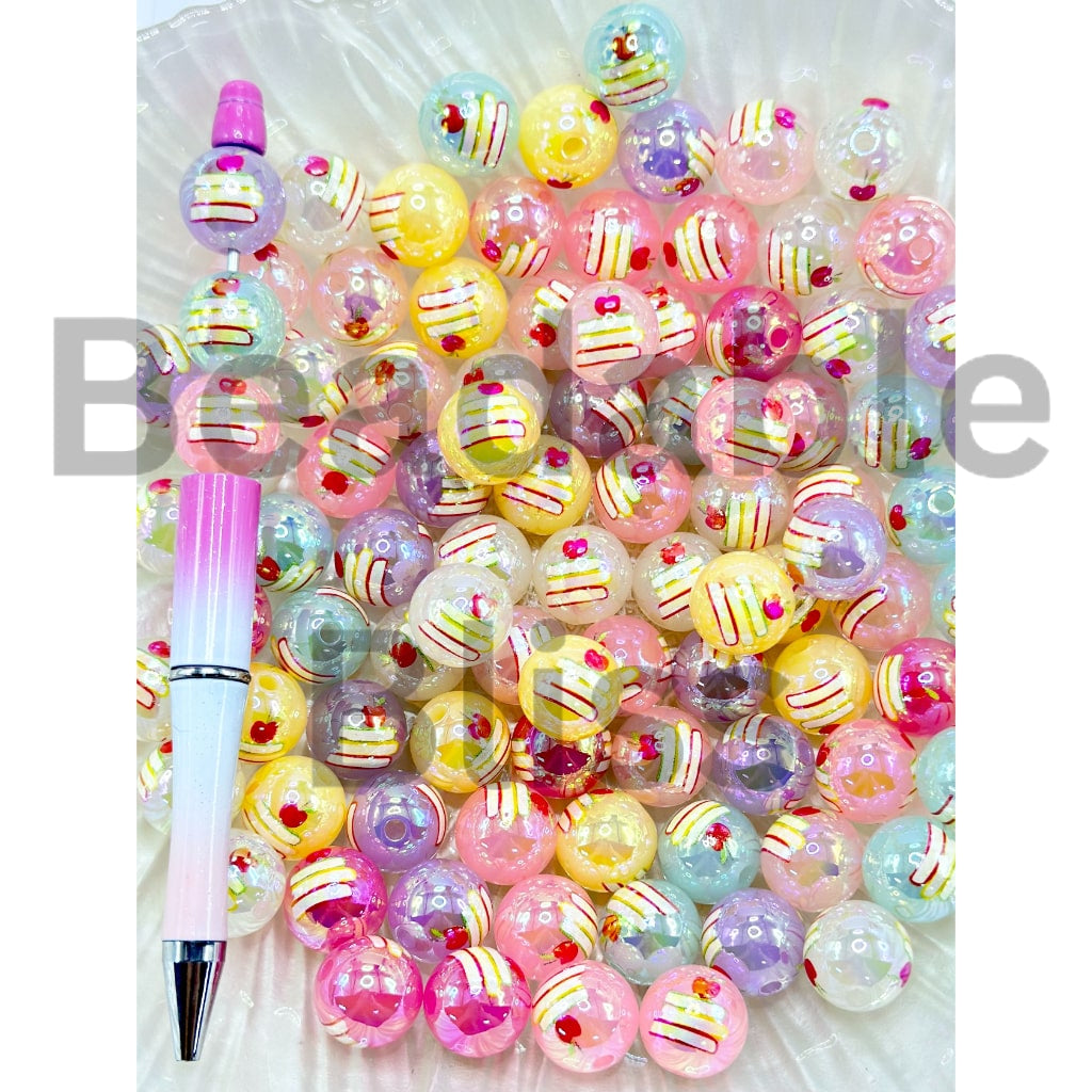 Book Apple Jelly Color Round Acrylic Beads, Random Mix, 16MM