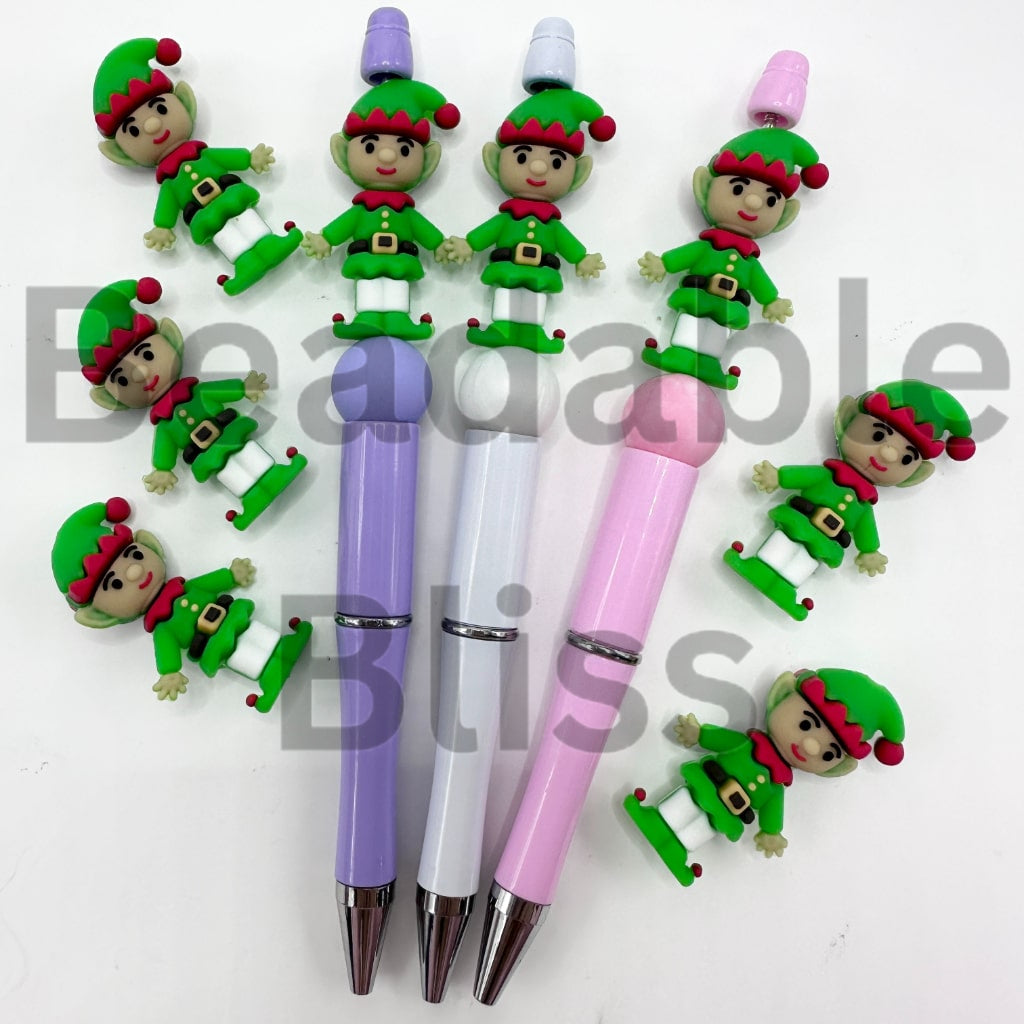 3D Green Elf Christmas Silicone Focal Beads