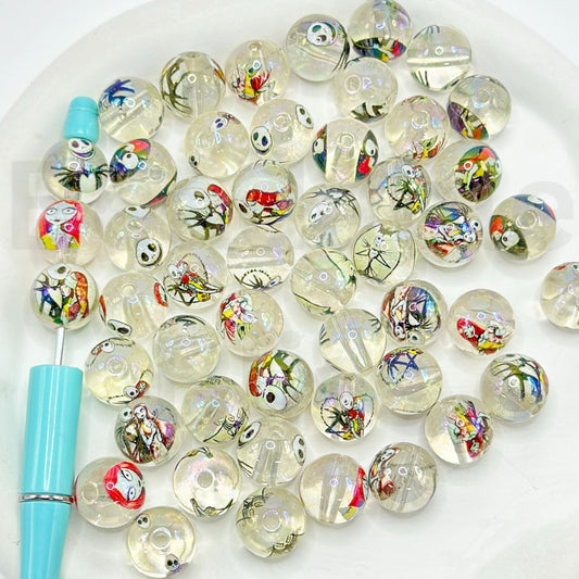 Jac and Sall The Nightmare before Christmas Clear Round Acrylic Beads, Random Mix, 16MM