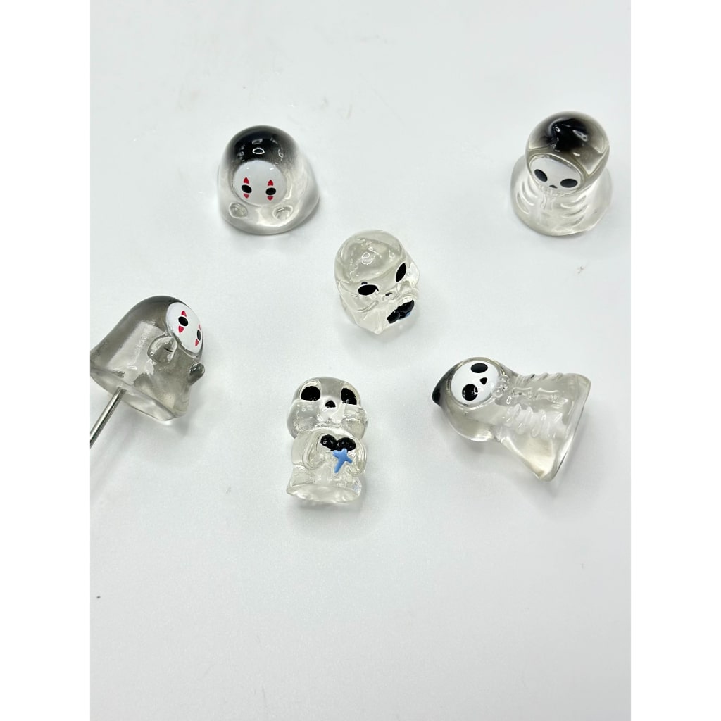 Cute Halloween Crystal Ball Clear Ghost Pen Toppers Beads, Around 10-13MM