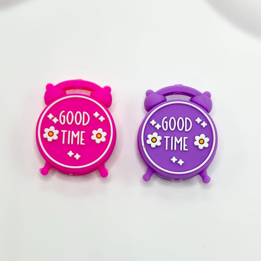 Good Time Clock Silicone Focal Beads