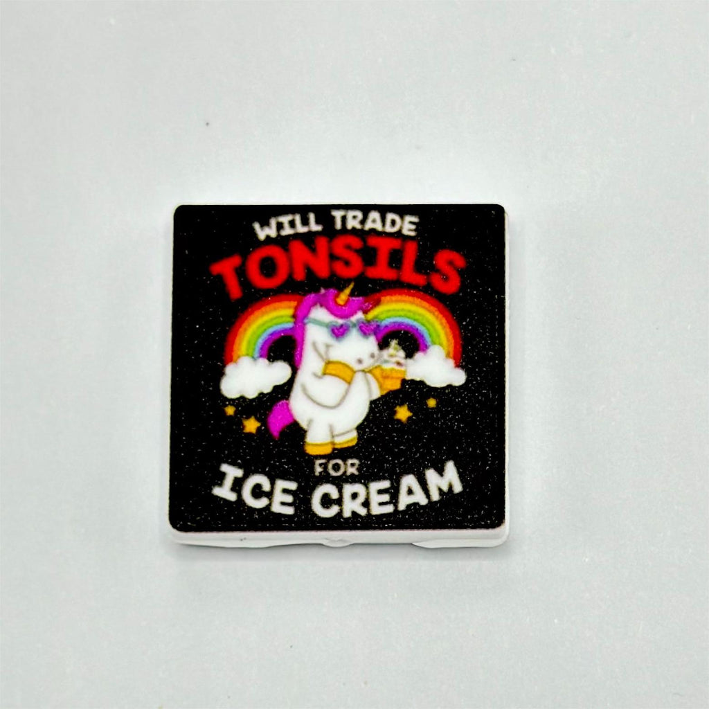 Unicorn Eating Ice Cream Will Trade Tonsils Silicone Focal Beads