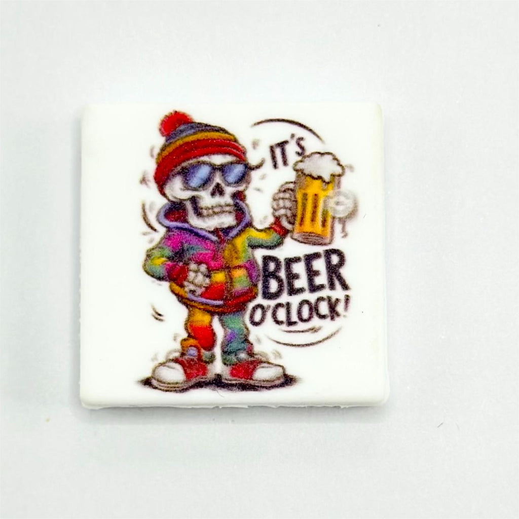 Skeleton It's Beer O'clock Silicone Focal Beads