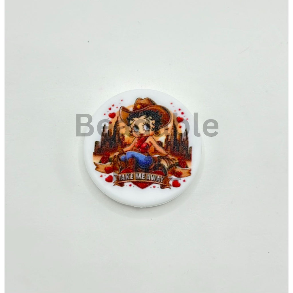 Take Me Away Fashion Cowgirl Round Silicone Focal Beads