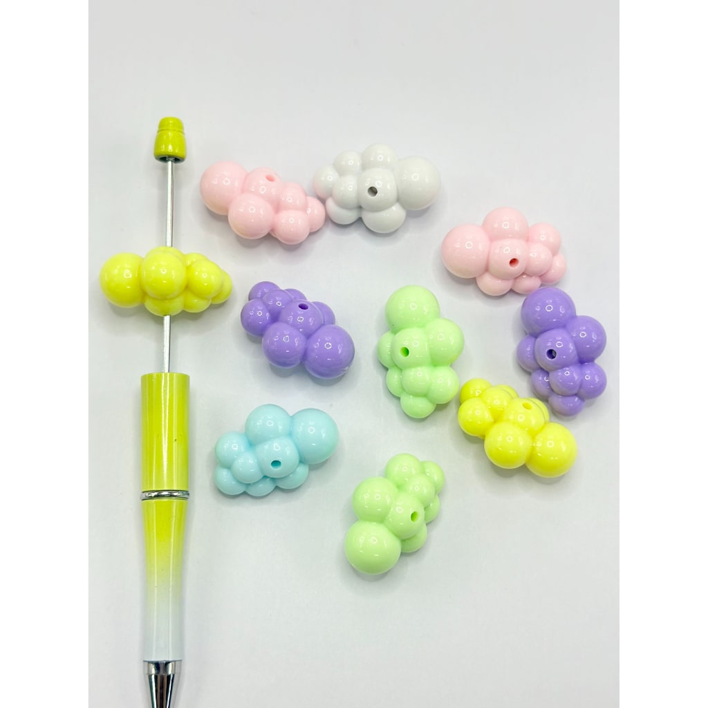 Solid Candy Color Cloud Shape Acrylic Beads, Random Mix, Around 32.5*22.5MM