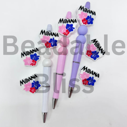 Moan Red Pink Blue Flowers Silicone Focal Beads