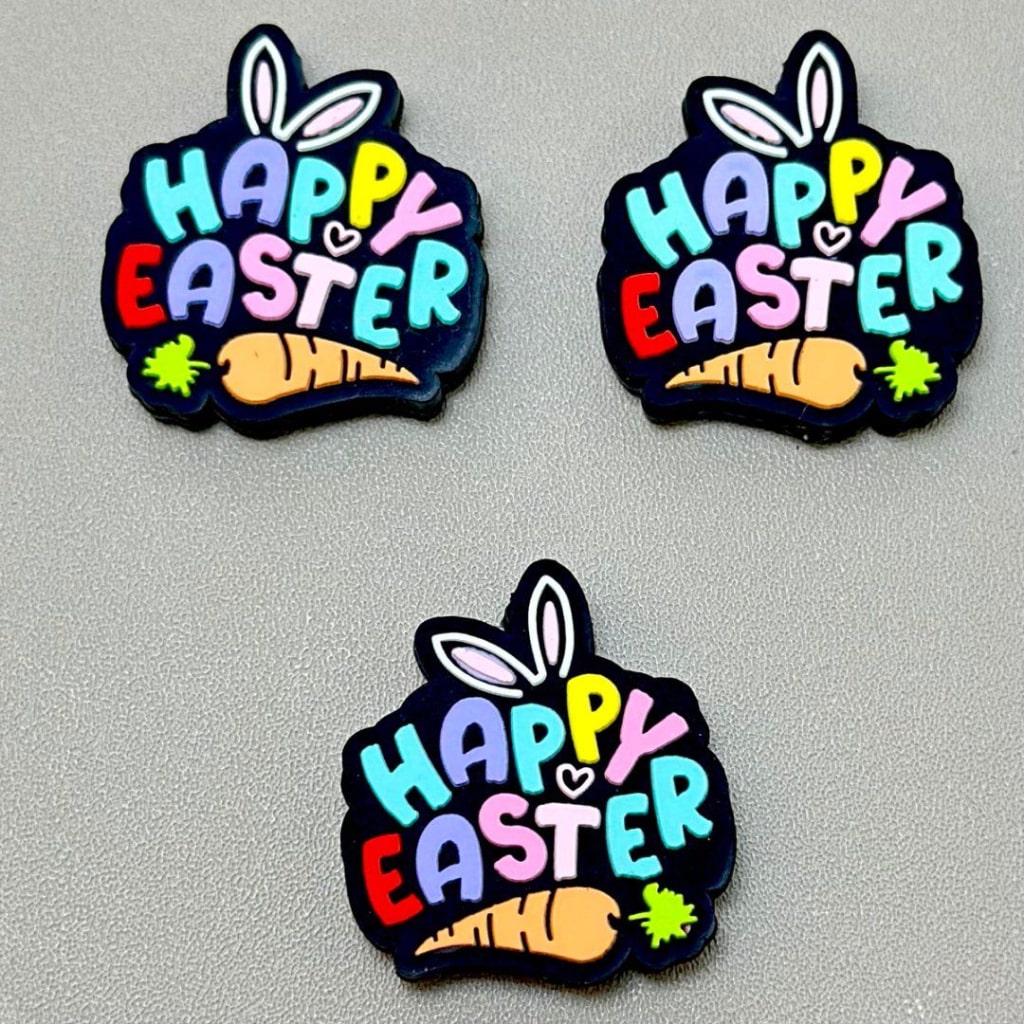 Colorful Happy Easter Cute Bunny Rabbit Ear Carrot Silicone Focal Beads