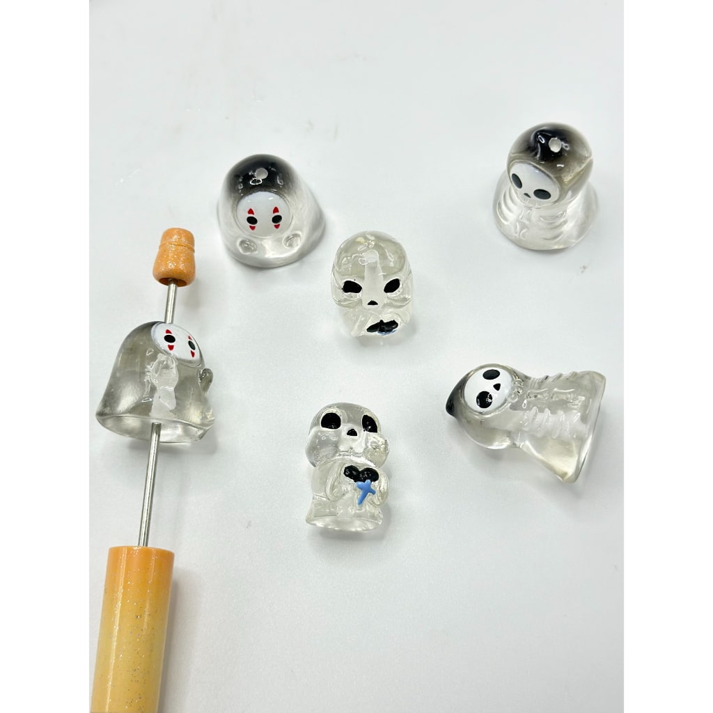 Cute Halloween Crystal Ball Clear Ghost Pen Toppers Beads, Around 10-13MM