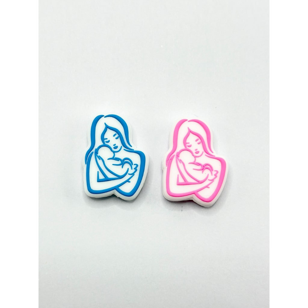 Mother Mom and Baby Silicone Focal Beads, Random Mix