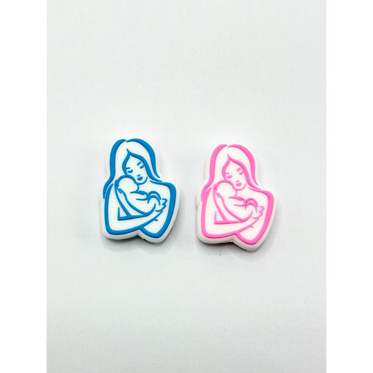 Mother Mom and Baby Silicone Focal Beads, Random Mix