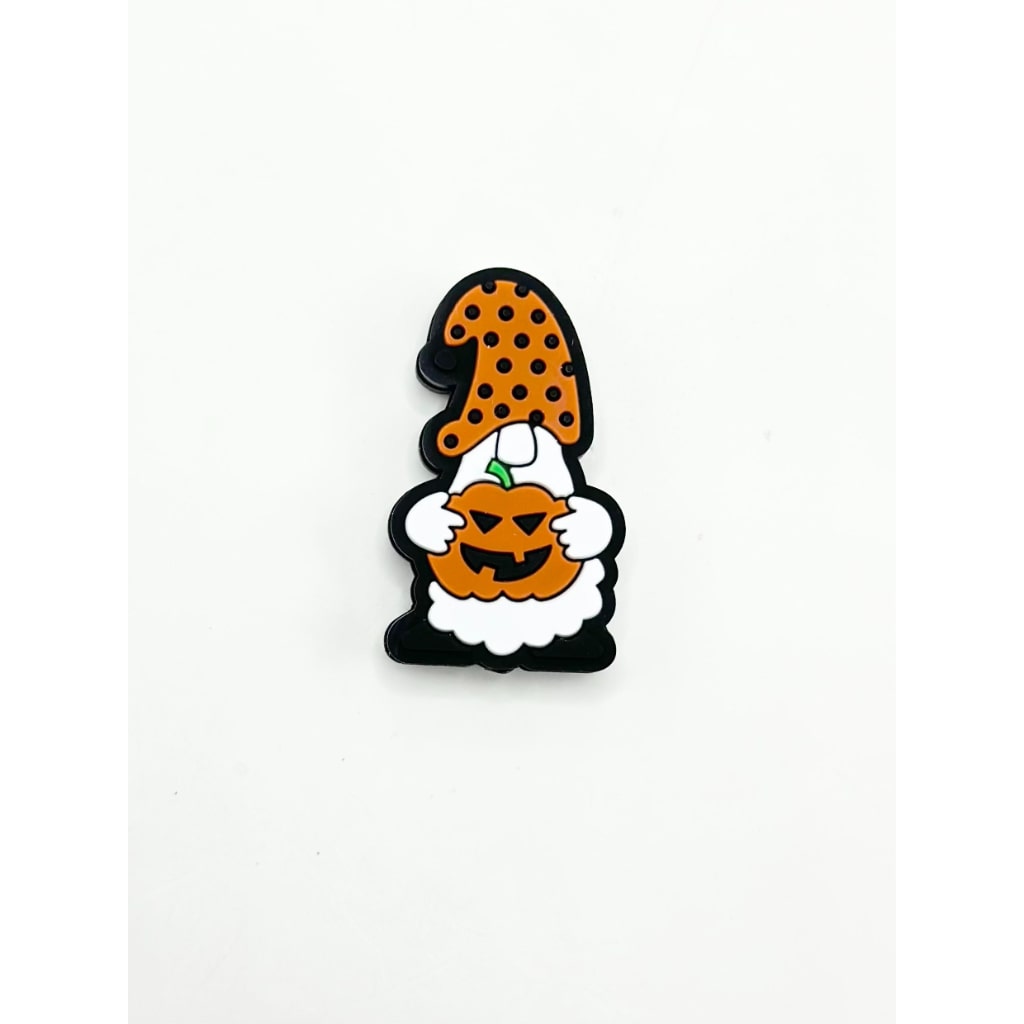 Little Gnome Dwarf Holds a Pumpkin Silicone Focal Beads