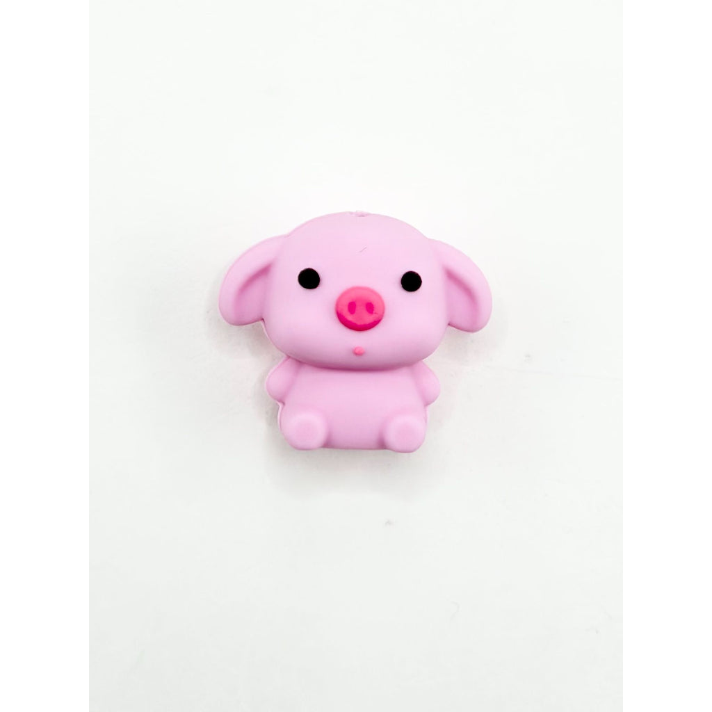 3D Little Cute Pink Piggie Silicone Focal Beads